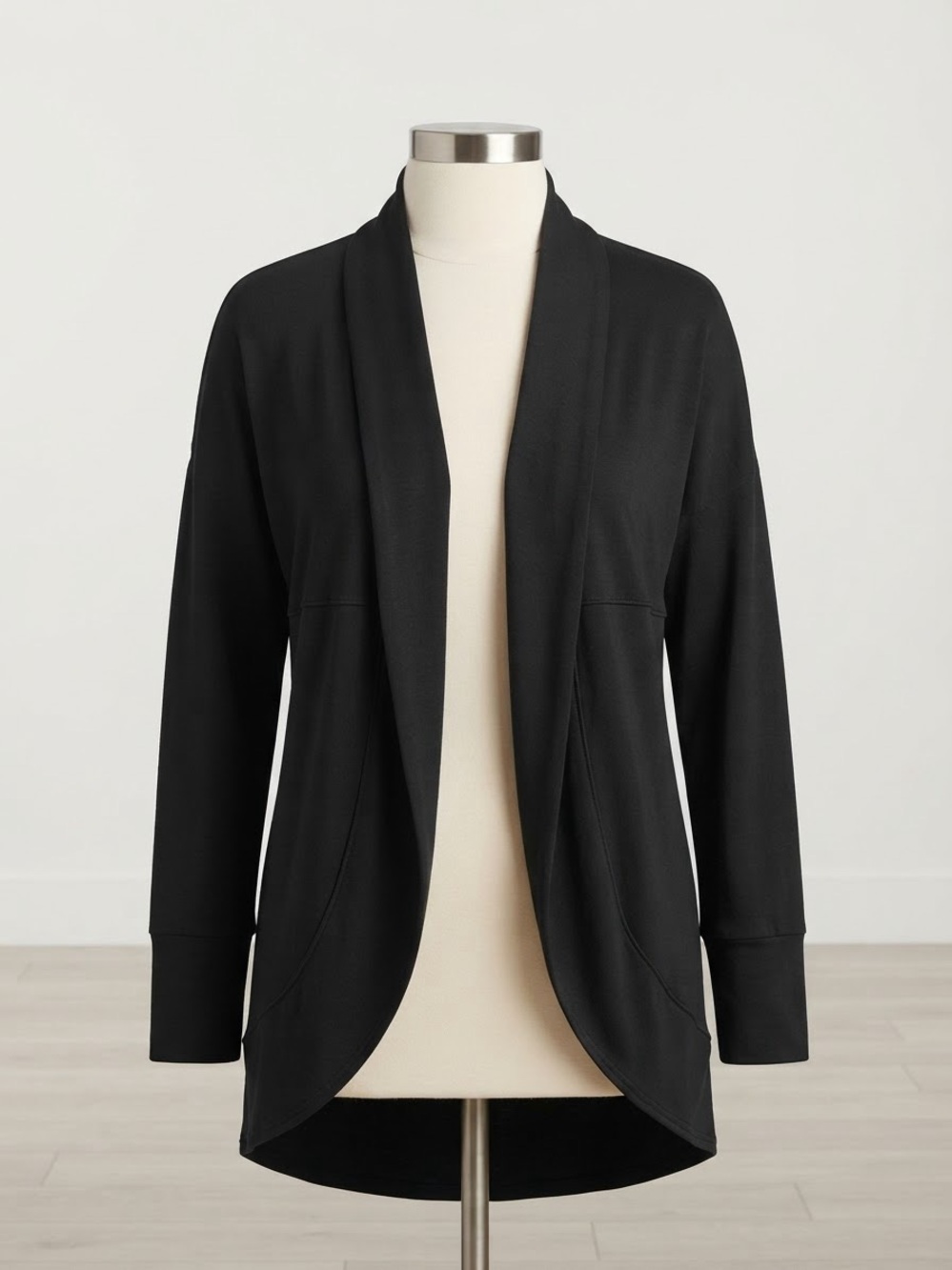 Jockey Black Open-Front Draped Cardigan with Pockets